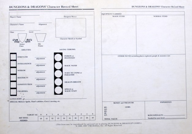 D&D Basic Set - Character Sheet