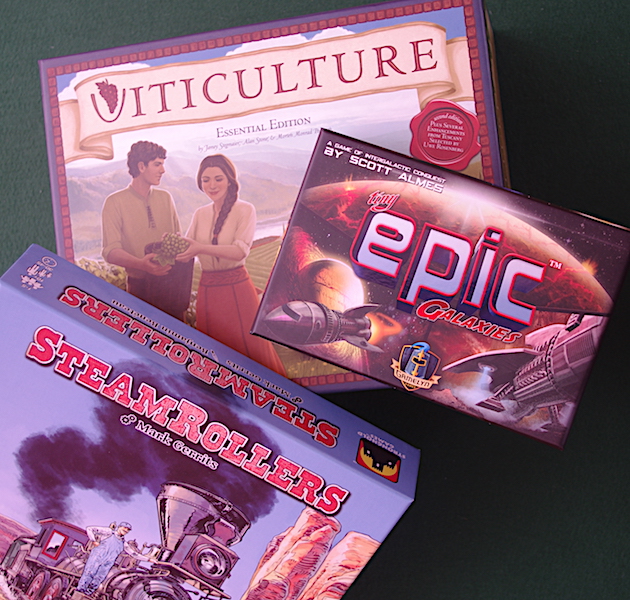 Viticulture; Tiny Epic Galaxies; Steamrollers